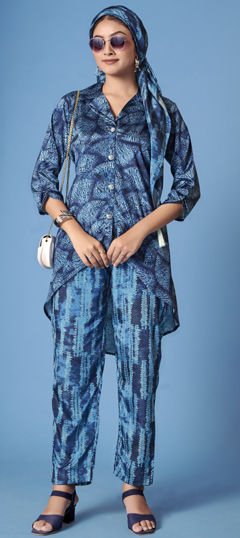 Multicolor color Co-ords Set in Crepe Silk fabric with Digital Print, Floral work