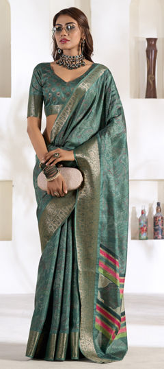 Blue color Saree in Art Silk fabric with Weaving work