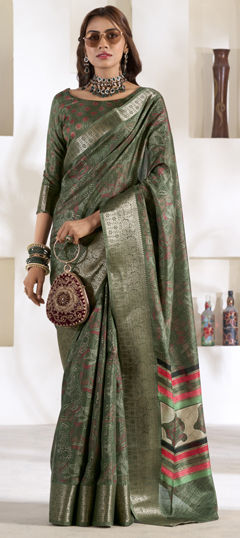 Green color Saree in Art Silk fabric with Weaving work