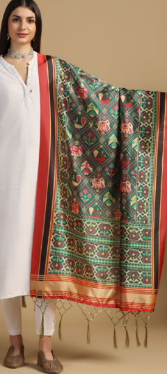 Green color Dupatta in Art Silk fabric with Digital Print work