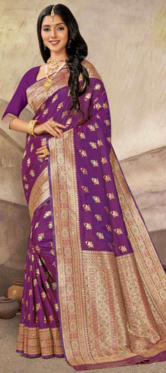 Pink and Majenta color Saree in Art Silk fabric with Weaving, Zari work