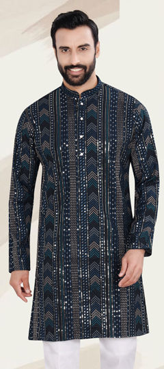Blue color Kurta in Rayon fabric with Embroidered, Resham, Sequence, Thread work