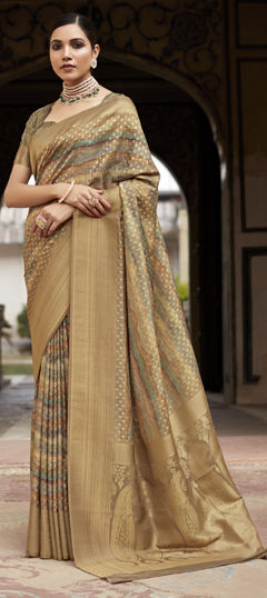 Multicolor color Saree in Crepe Silk fabric with Printed, Weaving work