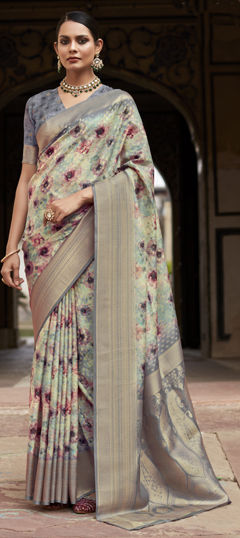 Multicolor color Saree in Crepe Silk fabric with Printed, Weaving work