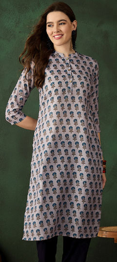 Multicolor color Kurti in Cotton fabric with Printed work