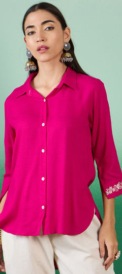 Pink and Majenta color Tops and Shirts in Cotton fabric with Thread work