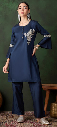 Blue color Salwar Kameez in Blended fabric with Sequence work