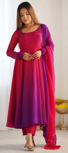 Multicolor color Salwar Kameez in Faux Georgette fabric with Embroidered, Sequence, Thread work