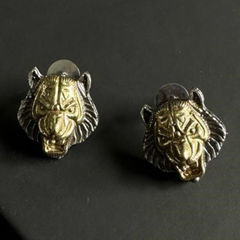 Gold and Silver Rodium Polish Silver color Earrings in Metal Alloy studded with Artificial