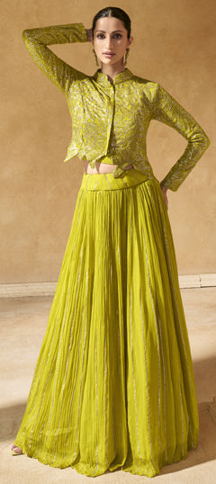 Green color Ready to Wear Lehenga in Silk fabric with Sequence work