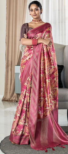 Multicolor color Saree in Handloom fabric with Printed, Weaving work