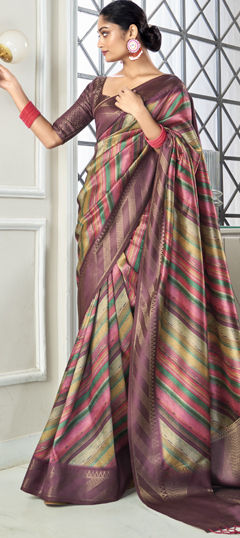 Multicolor color Saree in Handloom fabric with Printed, Weaving work