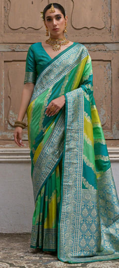 Multicolor color Saree in Banarasi Silk fabric with Weaving work