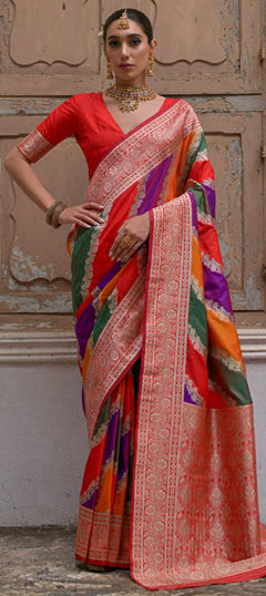 Multicolor color Saree in Banarasi Silk fabric with Weaving work