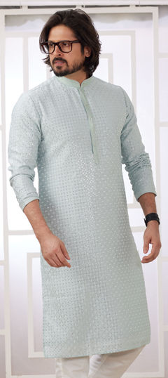 Green color Kurta in Art Silk fabric with Embroidered, Thread work