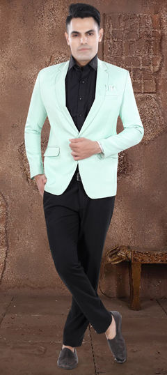 Green color 2 Piece Suit (without shirt) in Viscose fabric with Thread work
