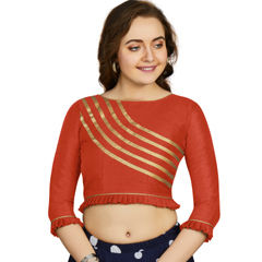 Red and Maroon color Blouse in Art Silk fabric with Lace work