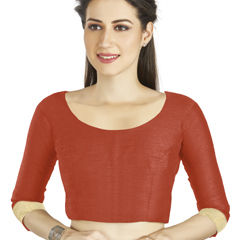 Orange color Blouse in Art Silk fabric with Thread work