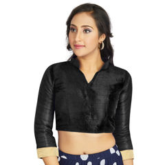 Black and Grey color Blouse in Art Silk fabric with Thread work