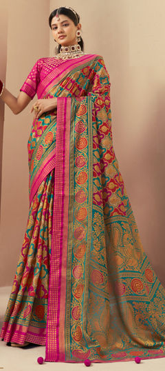 Multicolor color Saree in Georgette fabric with Weaving, Zari work