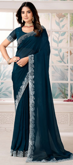 Blue color Saree in Silk fabric with Sequence work