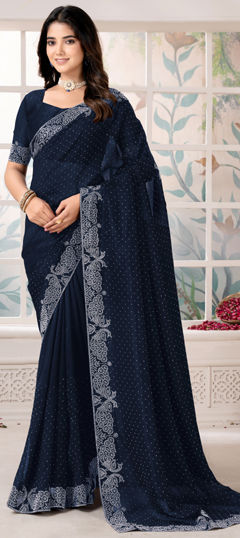 Blue color Saree in Silk fabric with Sequence work