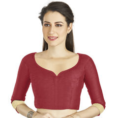 Red and Maroon color Blouse in Art Silk fabric with Thread work