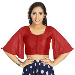 Red and Maroon color Blouse in Art Silk fabric with Thread work