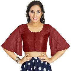 Red and Maroon color Blouse in Art Silk fabric with Thread work