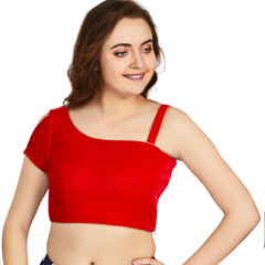 Red and Maroon color Blouse in Art Silk fabric with Thread work