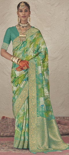 Multicolor color Saree in Silk fabric with Printed, Weaving, Zari work