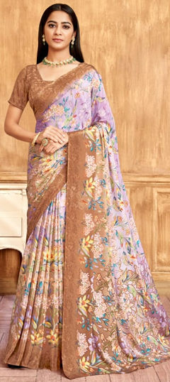 Multicolor color Saree in Crepe Silk fabric with Floral, Printed work