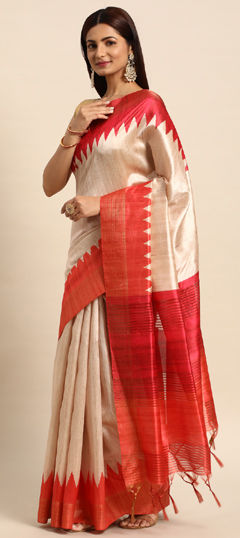 Multicolor color Saree in Tussar Silk fabric with Weaving work