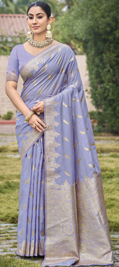 Blue color Saree in Art Silk fabric with Weaving work