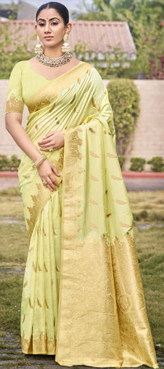 Green color Saree in Art Silk fabric with Weaving work