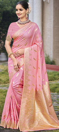 Pink and Majenta color Saree in Art Silk fabric with Weaving work