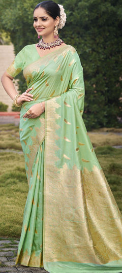 Green color Saree in Art Silk fabric with Weaving work