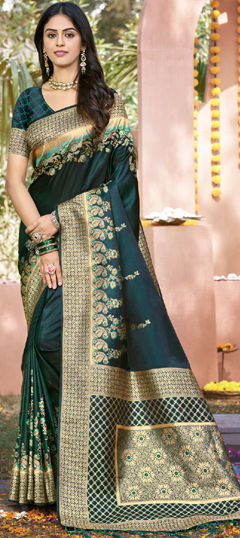 Green color Saree in Art Silk fabric with Weaving work