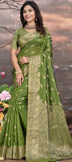 Green color Saree in Art Silk fabric with Weaving work