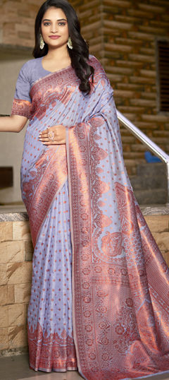 Purple and Violet color Saree in Art Silk fabric with Weaving work