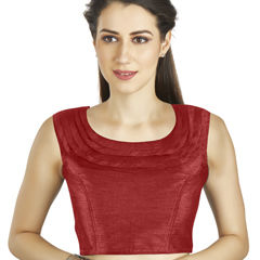 Red and Maroon color Blouse in Art Silk fabric with Thread work