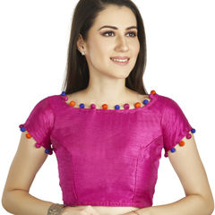 Pink and Majenta color Blouse in Art Silk fabric with Thread work