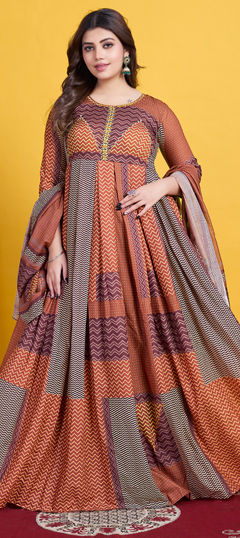 Multicolor color Salwar Kameez in Cotton fabric with Printed, Thread work
