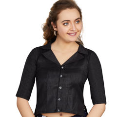 Black and Grey color Blouse in Art Silk fabric with Thread work