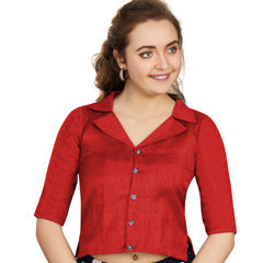 Red and Maroon color Blouse in Art Silk fabric with Thread work