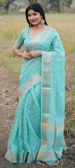Blue color Saree in Art Silk fabric with Weaving work