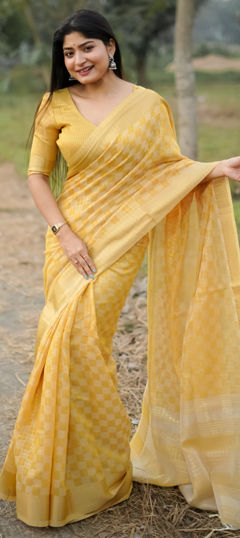 Yellow color Saree in Art Silk fabric with Weaving work