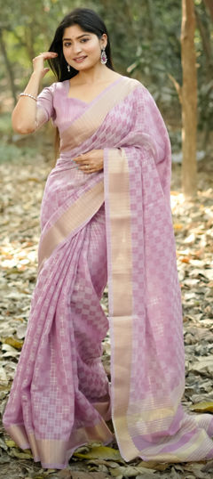 Pink and Majenta color Saree in Art Silk fabric with Weaving work