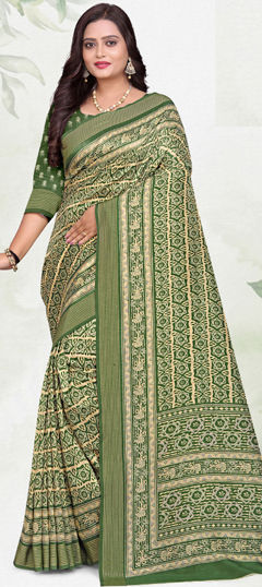 Green color Saree in Art Silk fabric with Printed work