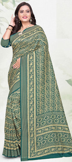 Blue color Saree in Art Silk fabric with Printed work